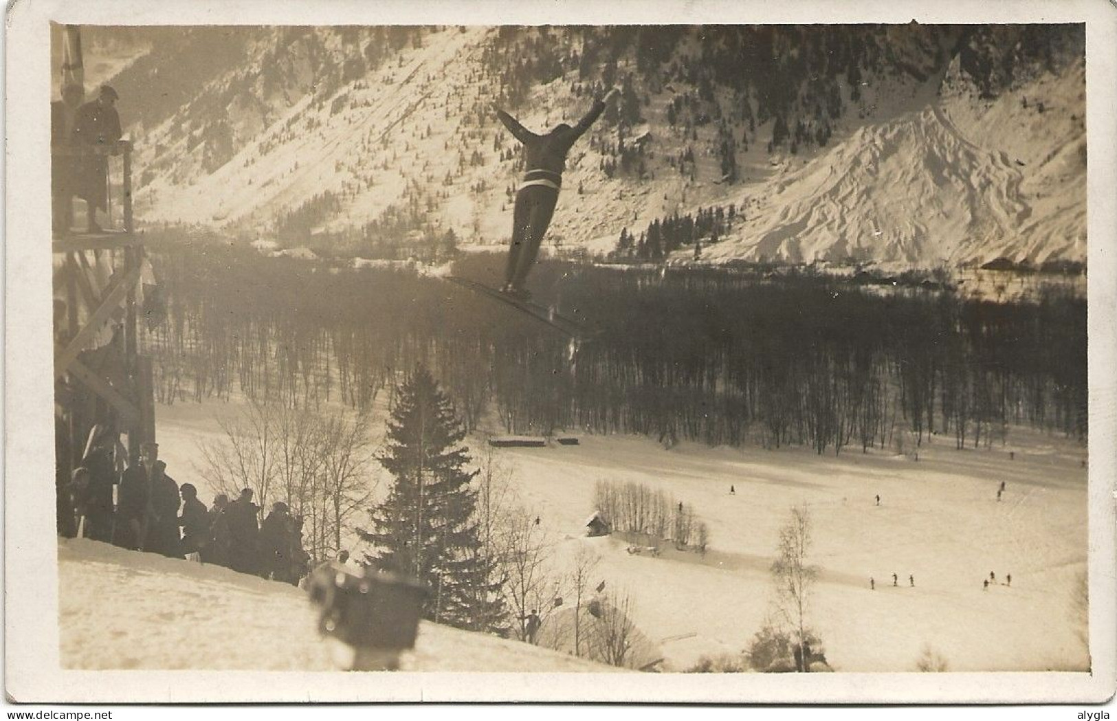 74 - CHAMONIX - LES BOSSONS - Saut De Einar LANDVIK Norvégien - J.O. 1924 - CP Photo G. TAIRRAZ Dos Scanné - Chamonix-Mont-Blanc