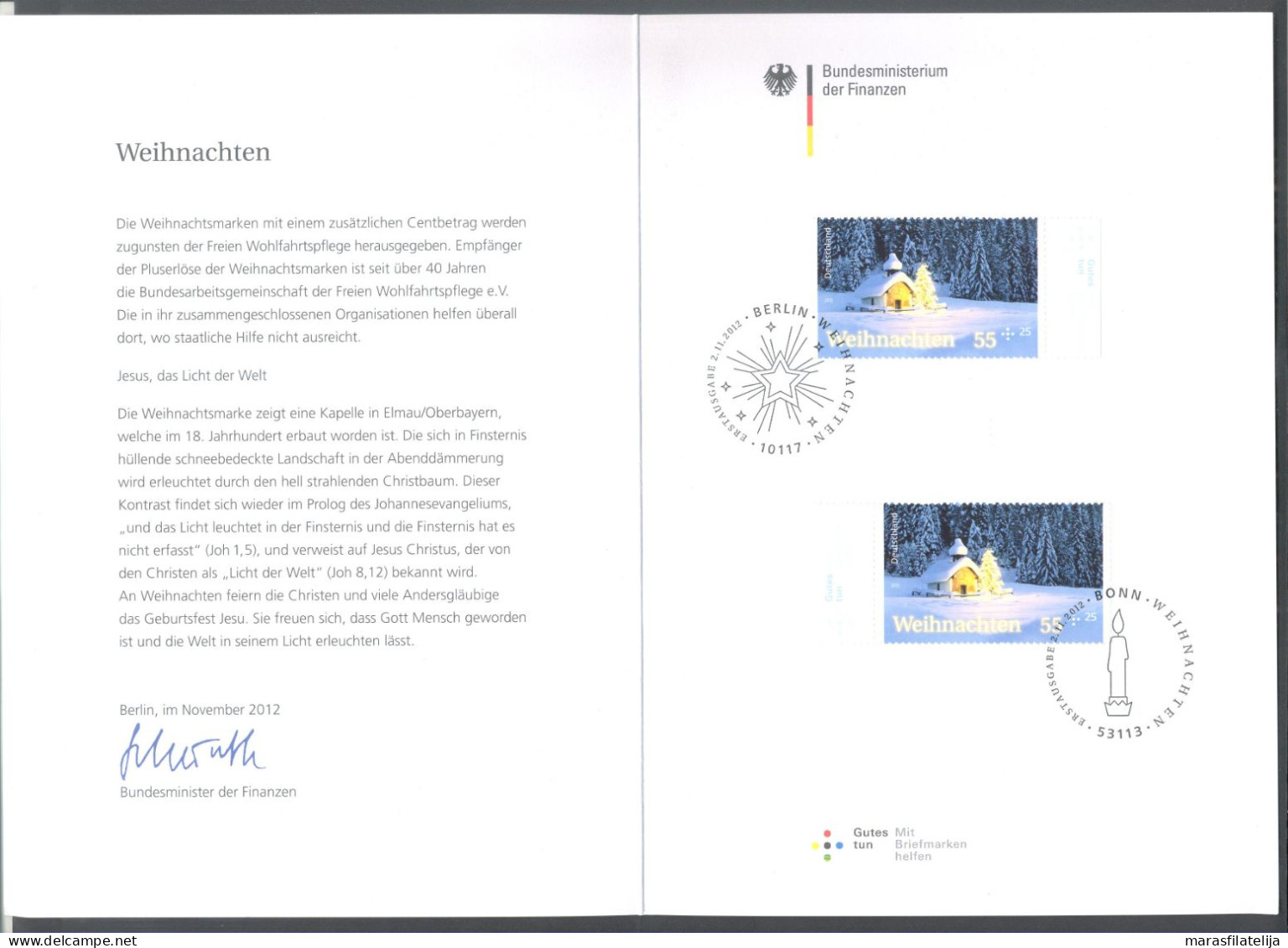 Germany 2012, Christmas, Special Folder - Sonstige & Ohne Zuordnung