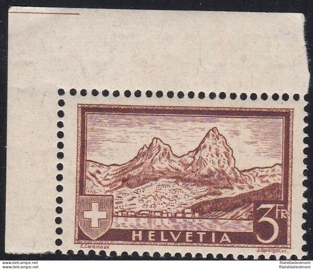 1931 SVIZZERA , N. 244 - 3 Franchi Bruno - MNH Firmato Bolaffi - Andere & Zonder Classificatie