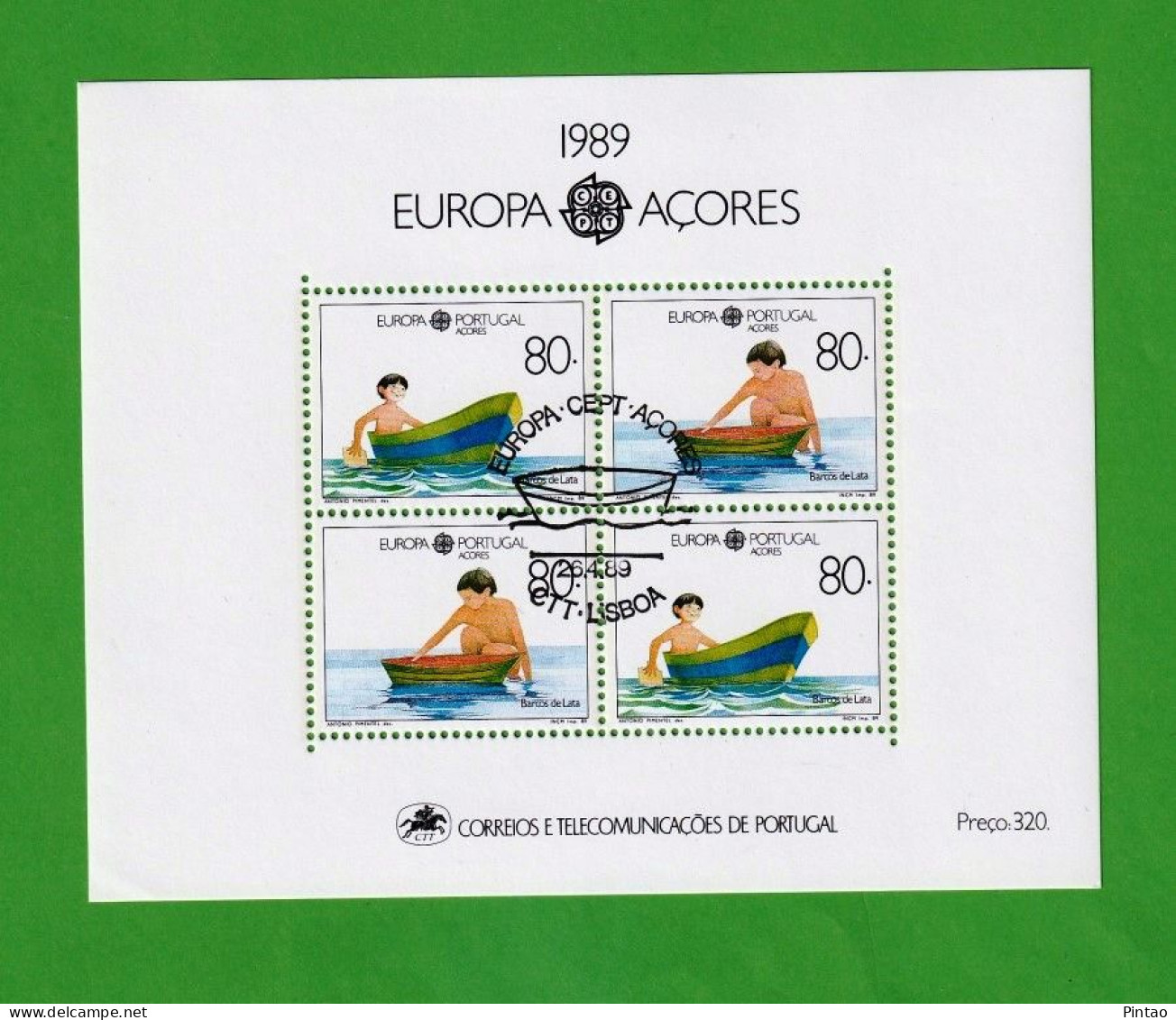 PTB1662- PORTUGAL (AÇORES) 1989 Nº 103 (selos 1885_ 86)- CTO (EUROPA CEPT) - Blocks & Sheetlets