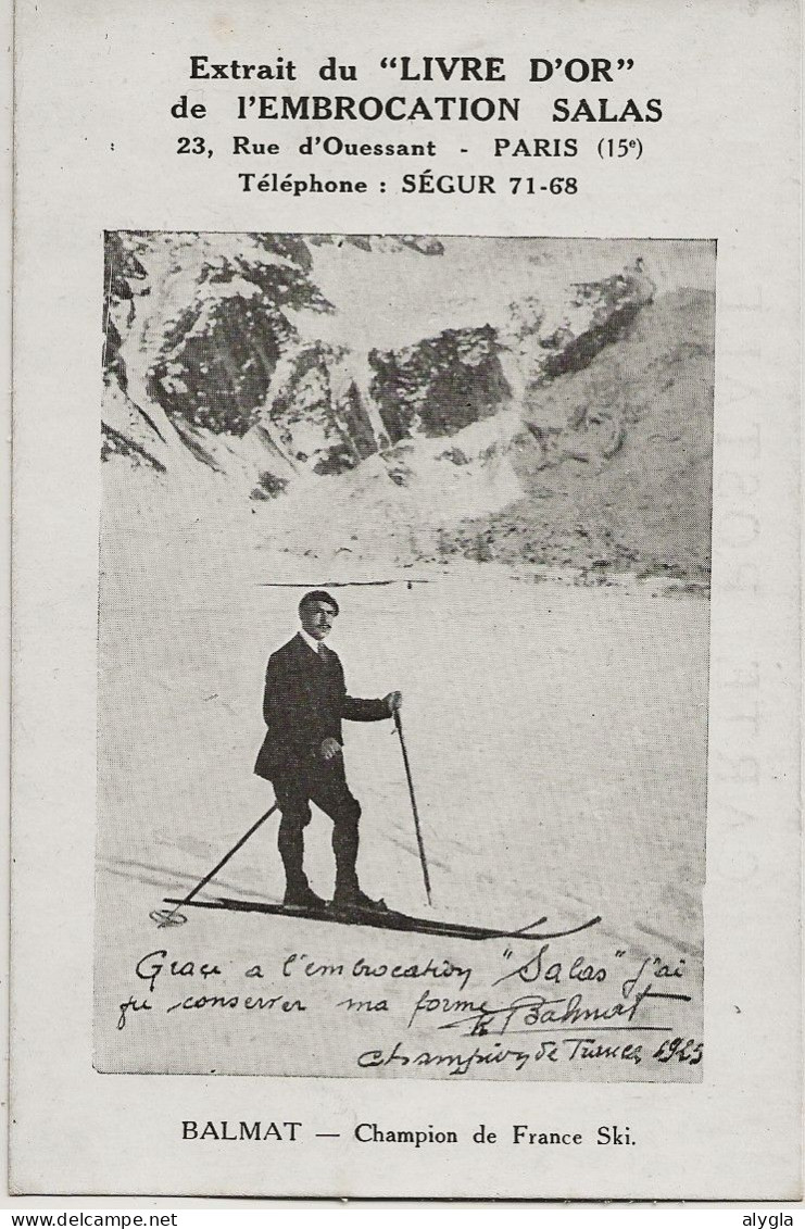 74 - CHAMONIX - LE TOUR MONTROC - Kléber BALMAT à Skis - J.O. 1924 - RARE CPA Publicitaire - Chamonix-Mont-Blanc