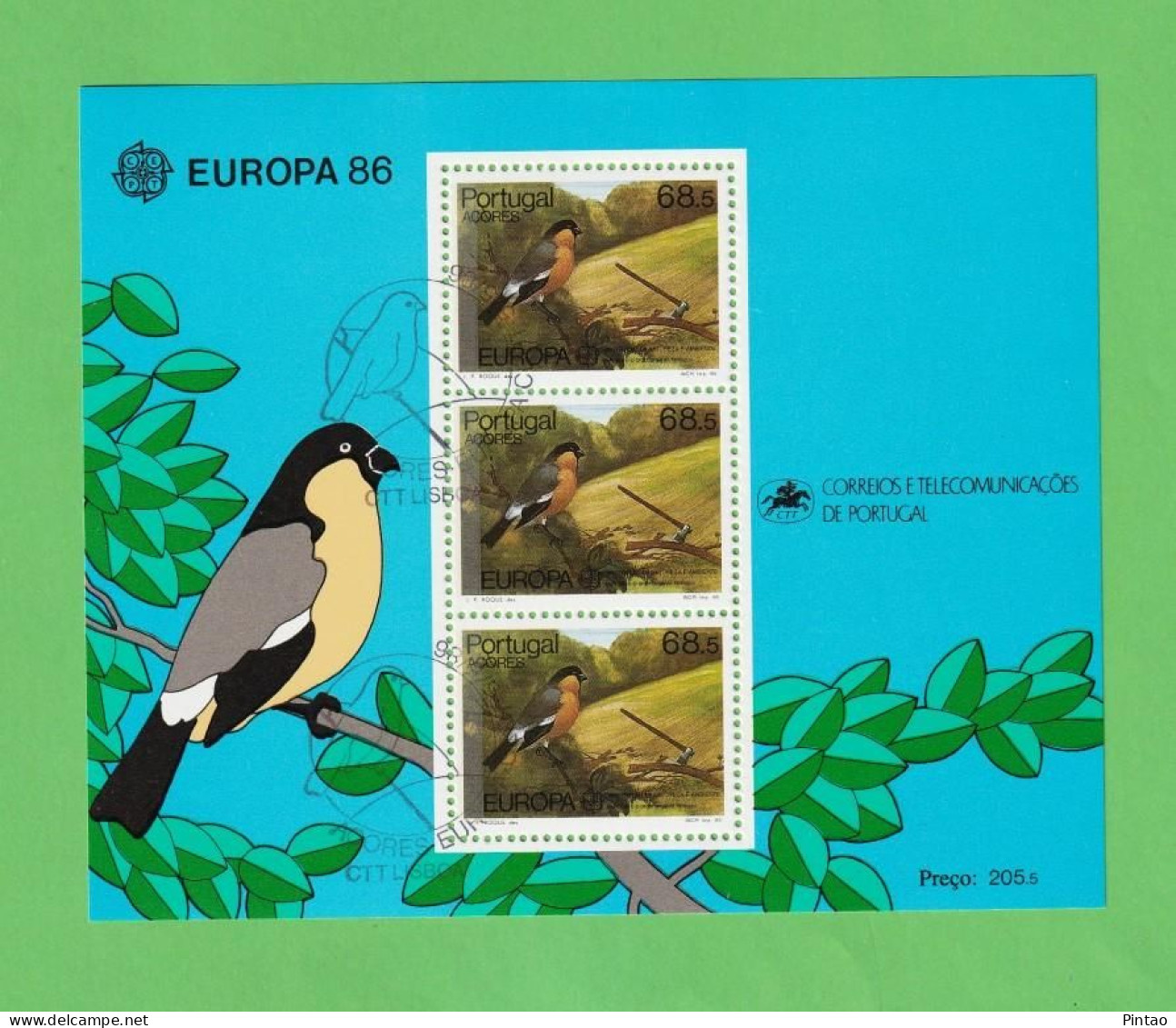 PTB1666- PORTUGAL (AÇORES) 1986 Nº 84 (selos 1757)- CTO (EUROPA CEPT) - Hojas Bloque