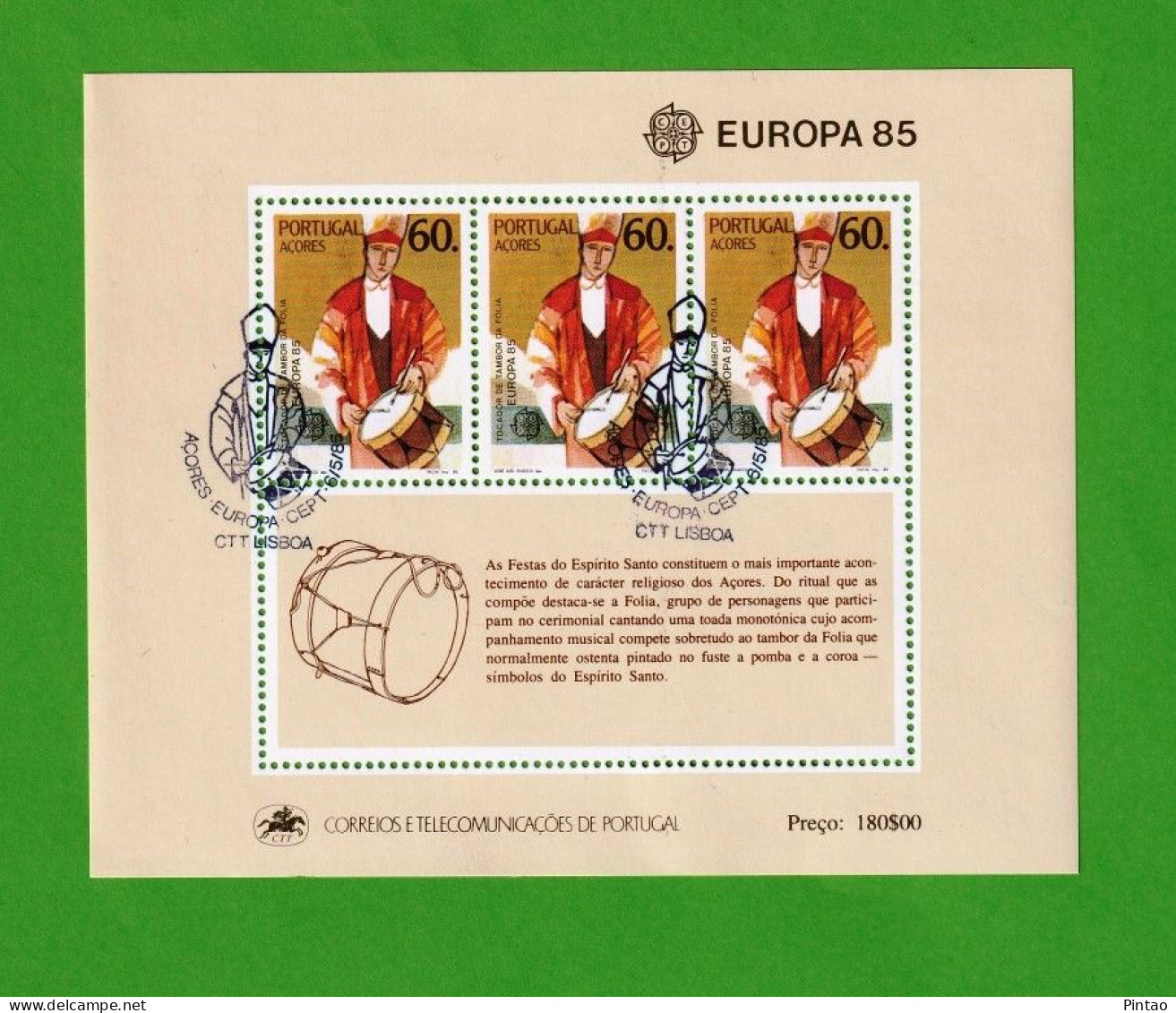 PTB1667- PORTUGAL (AÇORES) 1985 Nº 75 (selos 1699)- CTO (EUROPA CEPT) - Hojas Bloque