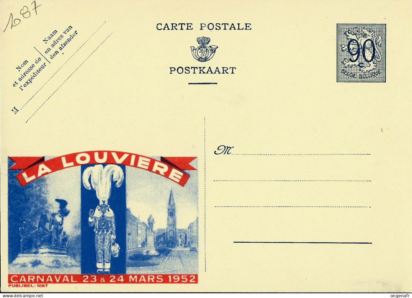 Publibel Neuve N° 1087 ( LA LOUVIERE - Carnaval 23 Et 24 Mars 1952 - Gilles ) - Werbepostkarten