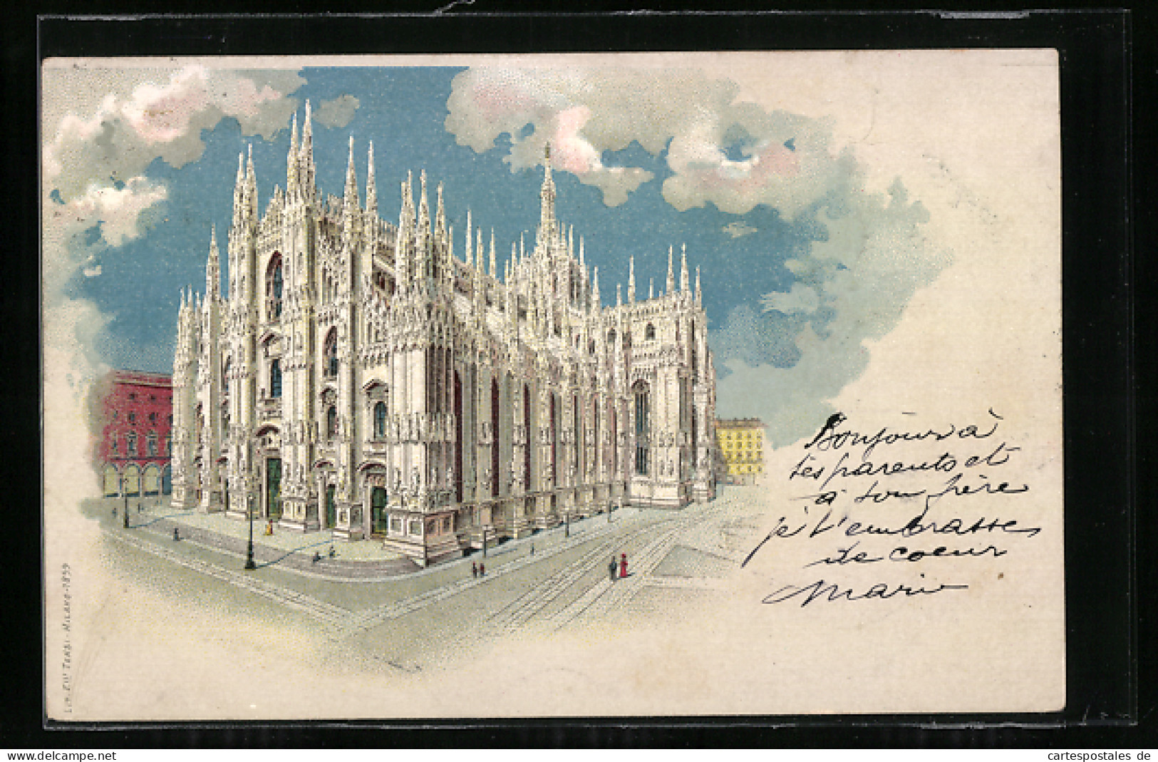 Lithographie Mailand, Blick Auf Den Mailänder Dom  - Sonstige & Ohne Zuordnung