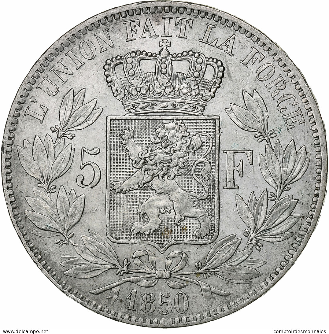 Belgique, Leopold I, 5 Francs, 5 Frank, 1850, Bruxelles, Argent, TTB+, KM:17 - 5 Francs