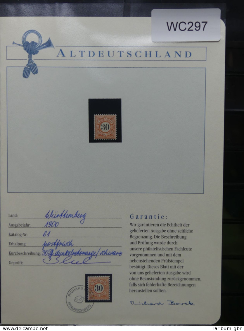 Altdeutschland Württemberg 61 Postfrisch Mit Borek Garantie #WC297 - Postfris
