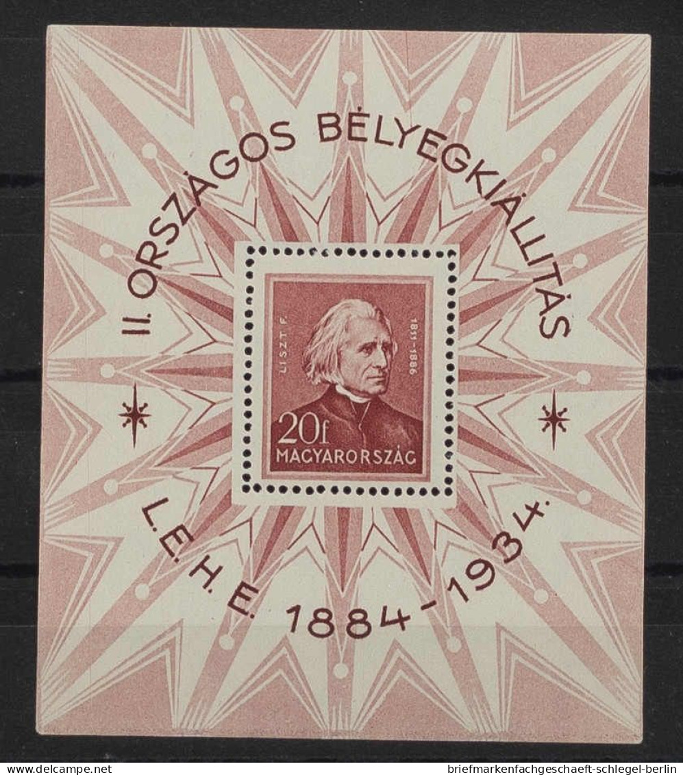 Ungarn, 1934, Bl. 1, Postfrisch - Sonstige & Ohne Zuordnung
