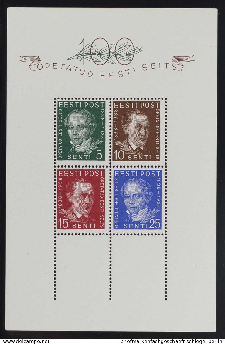 Estland, 1938, Bl. 2, Postfrisch - Estonia