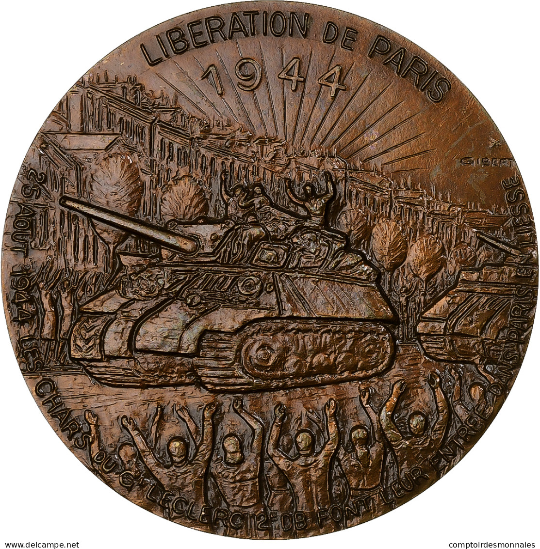 France, Médaille, Seconde Guerre Mondiale, La Libération De Paris, Bronze - Other & Unclassified