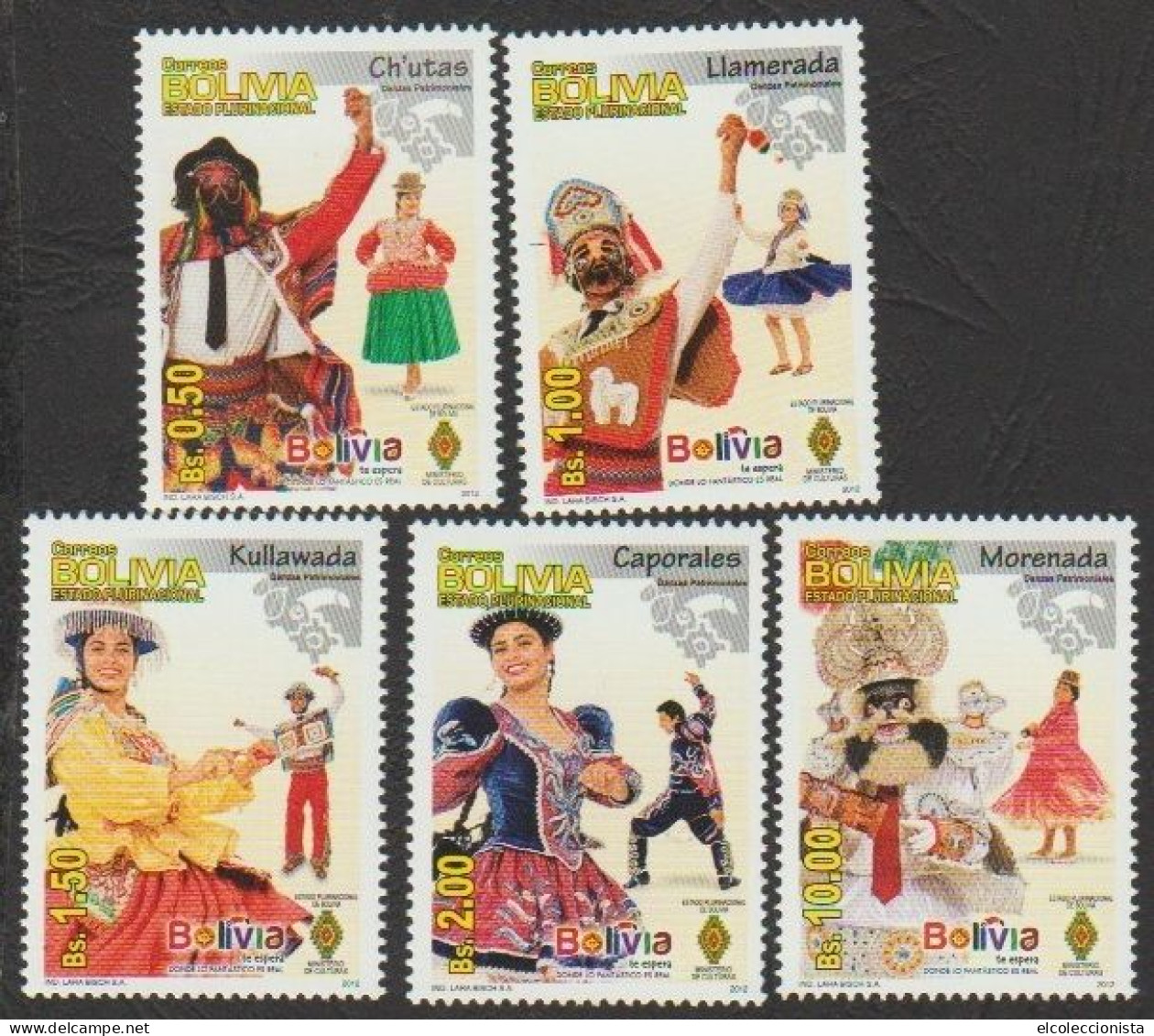 2012 Bolivian Folk Dance Culture MNH Scott 1512 - 1516 - Bolivia