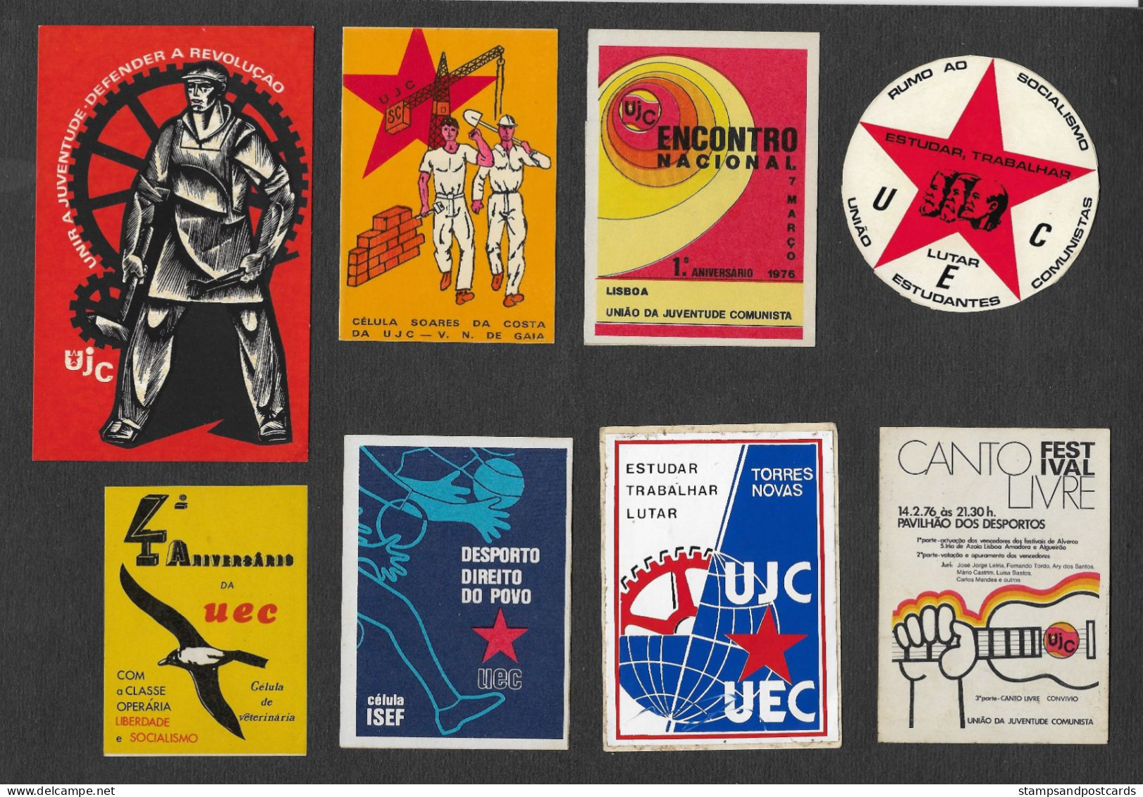 Portugal PCP UEC UJC Jeunesse Du Parti Communiste 8 Autocollant C.1976 Communist Party Youth Political Sticker - Stickers