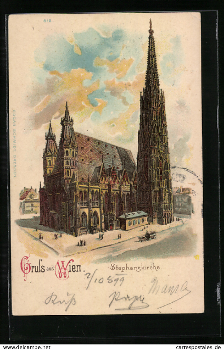 Lithographie Wien, Strassenpartie An Der Stephanskirche  - Sonstige & Ohne Zuordnung