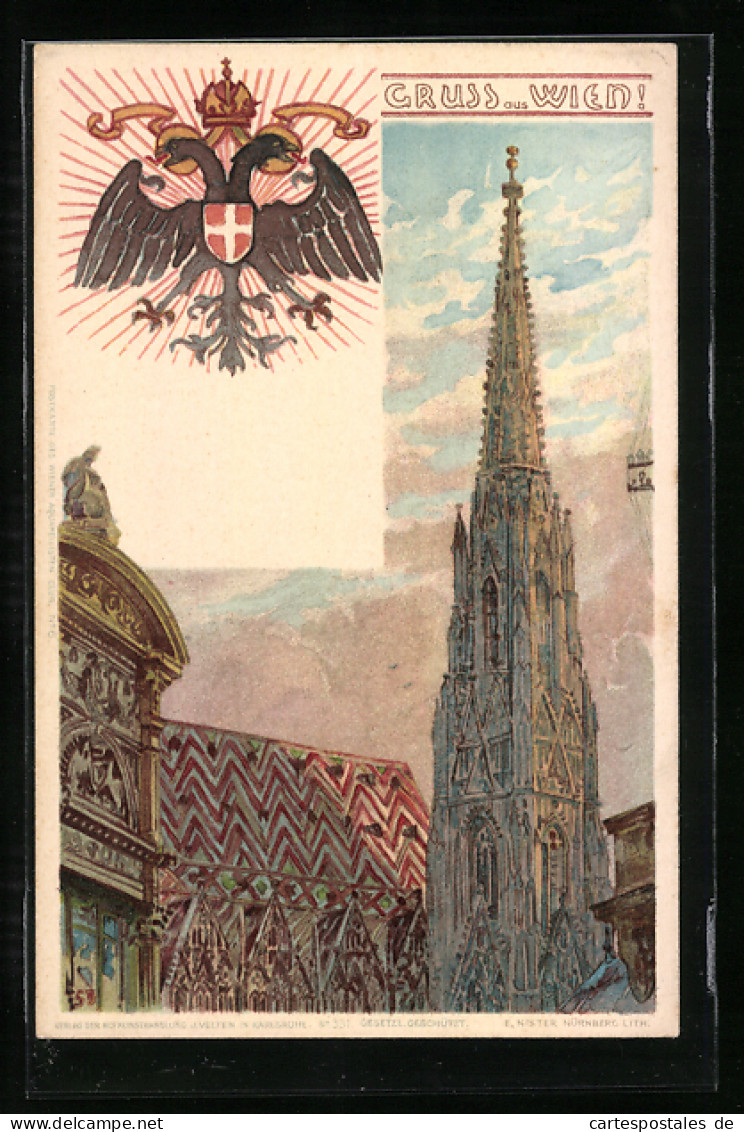 Lithographie Wien, Teilansicht Vom Stephansdom  - Autres & Non Classés