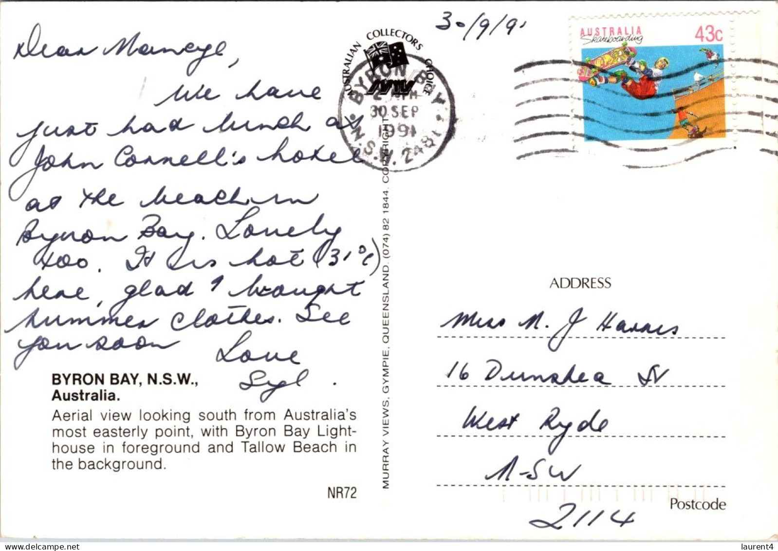 7-5-2024 (4 Z 25) Australia -  NSW - Byron Bay Lighthouse / Phare (posted With Skateboard Stamp) - Leuchttürme