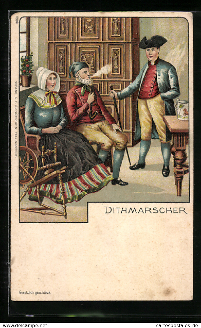 Lithographie Dithmarschen, Bürger In Tracht  - Costumes