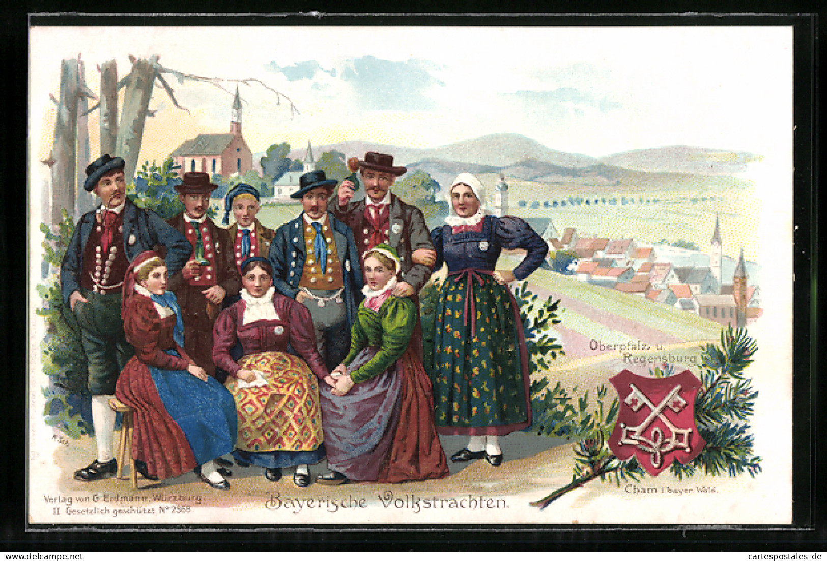 Künstler-AK Bayerische Volkstrachten, Oberpfalz Und Regensburg, Cham  - Costumes