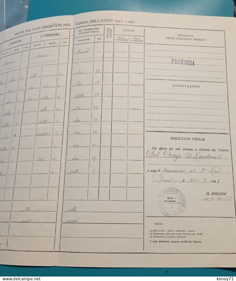 Pagella Scolastica - Anno 1948/1949 - Diploma & School Reports