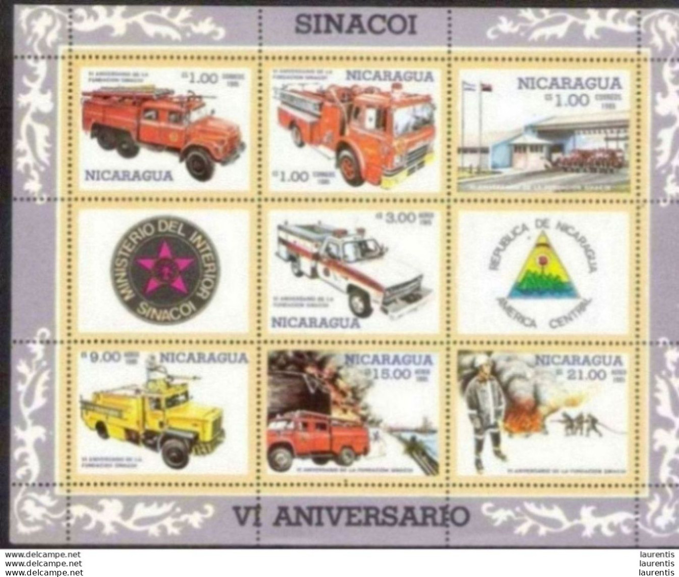 2607  Pompiers - Nicaragua Yv BF 175 - MNH - 2.75 - Sapeurs-Pompiers