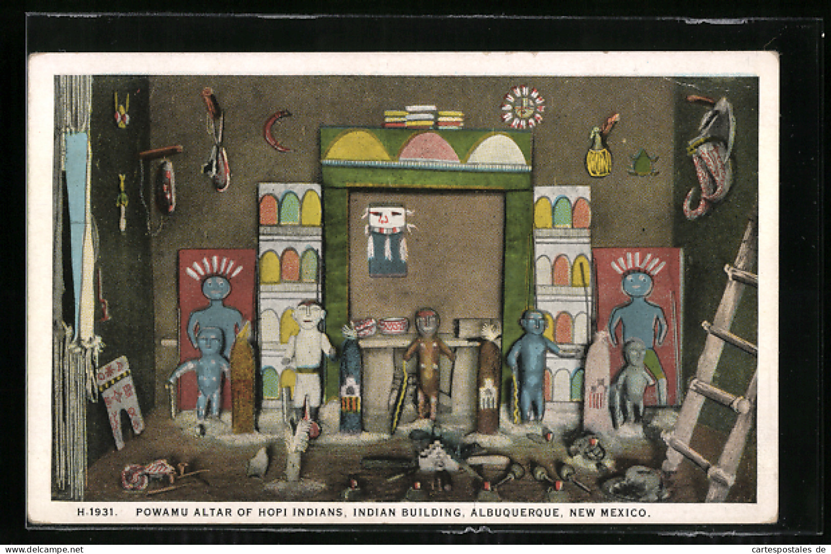 AK Albuquerque, NM, Powamu Altar Of Hopi Indians, Indian Building  - Unclassified
