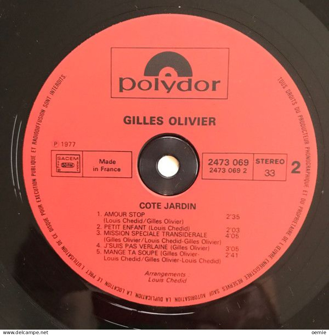 GILLES OLIVIER   COTE JARDIN - Otros - Canción Francesa