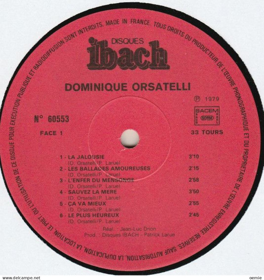 DOMINIQUE ORSATELLI   LA JALOUSIE - Otros - Canción Francesa