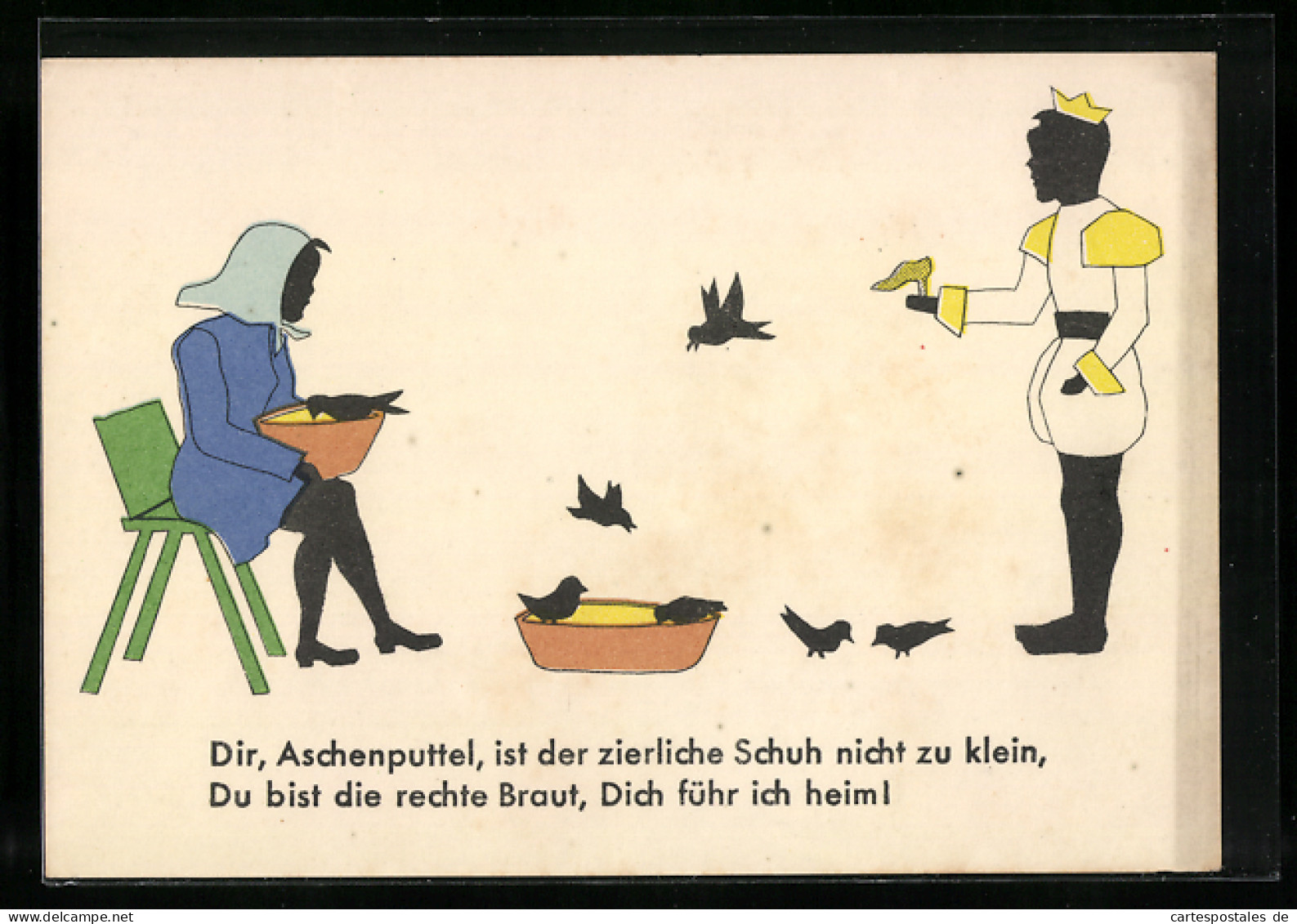 AK Prinz Bringt Den Schuh Zu Aschenputtel  - Contes, Fables & Légendes