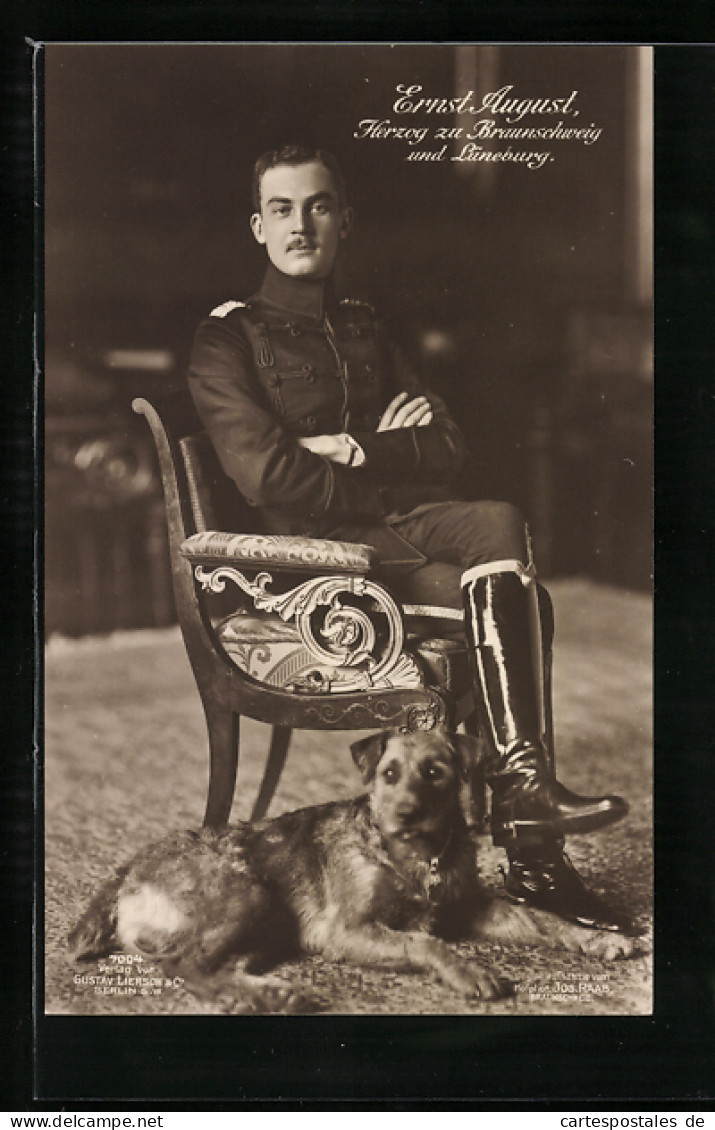 AK Ernst August Herzog Von Braunschweig Mit Seinem Treuen Hund  - Royal Families