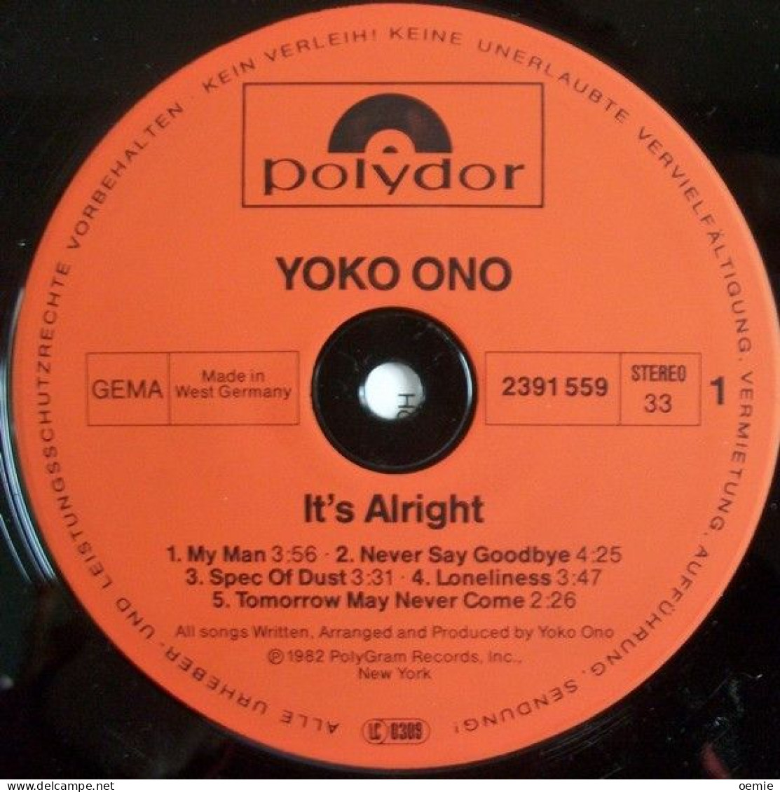 YOKO ONO  IT'S ALRIGHT - Otros - Canción Inglesa