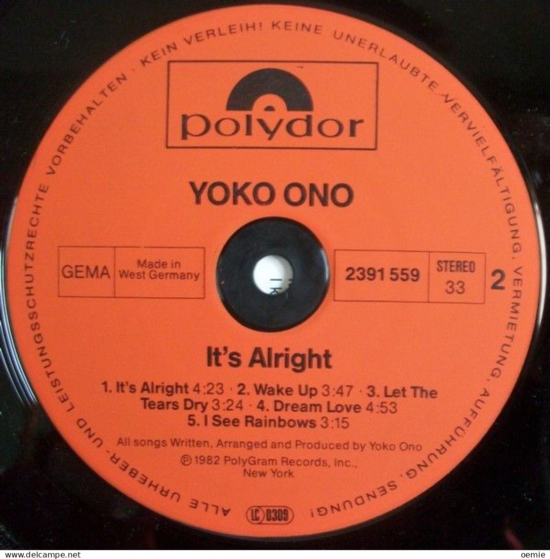YOKO ONO  IT'S ALRIGHT - Otros - Canción Inglesa