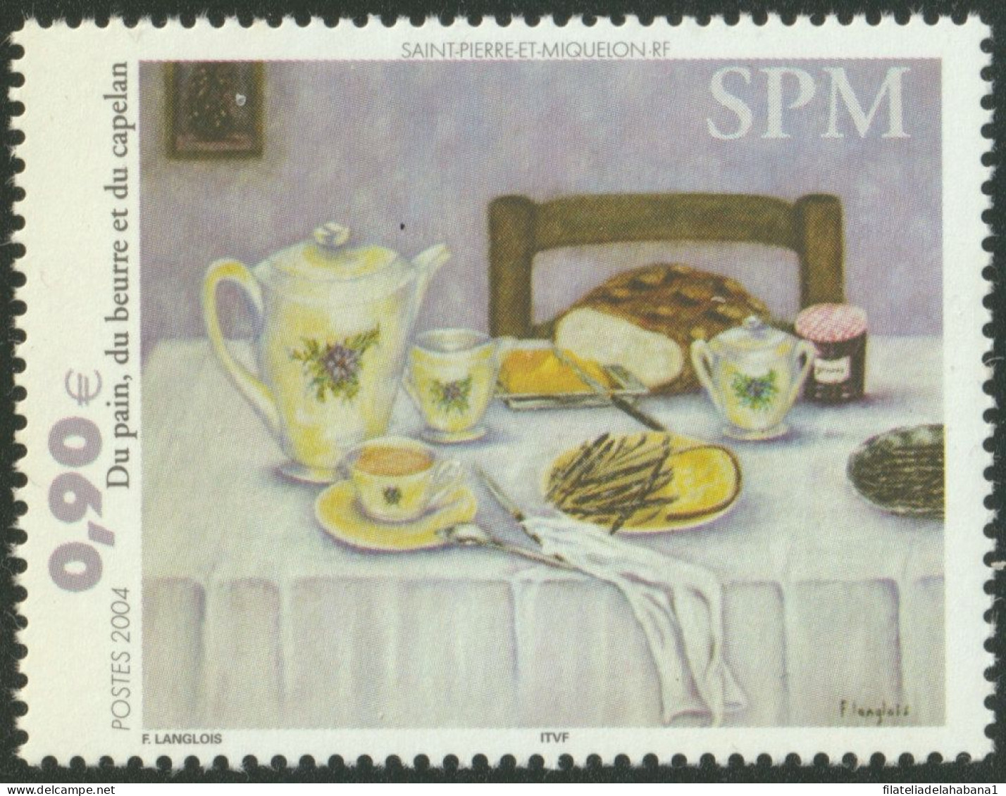 F-EX50331 SAINT PIERRE ET MIQUELON MNH 2004 ART PAINTING TABLE & FOOD.  - Unused Stamps