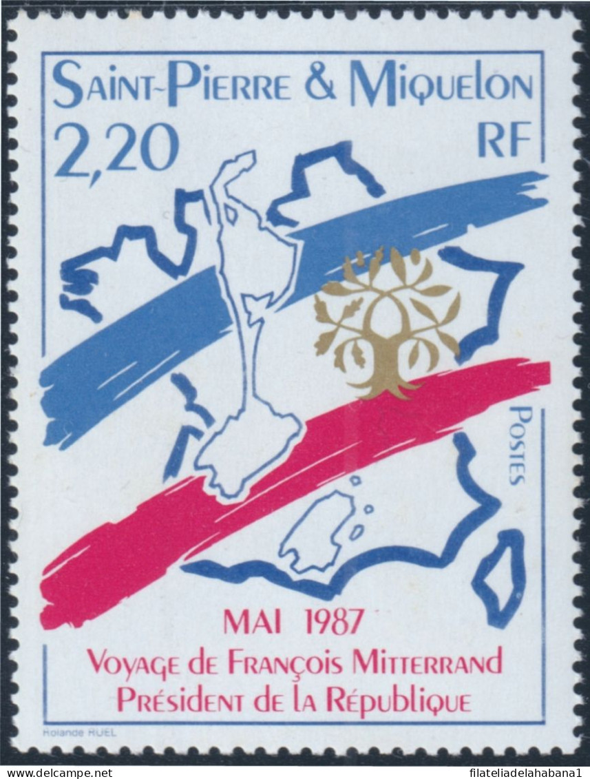 F-EX50296 SAINT PIERRE ET MIQUELON MNH 1987 VISIT PRESIDENT FRANCOIS MITTERRAND.  - Unused Stamps
