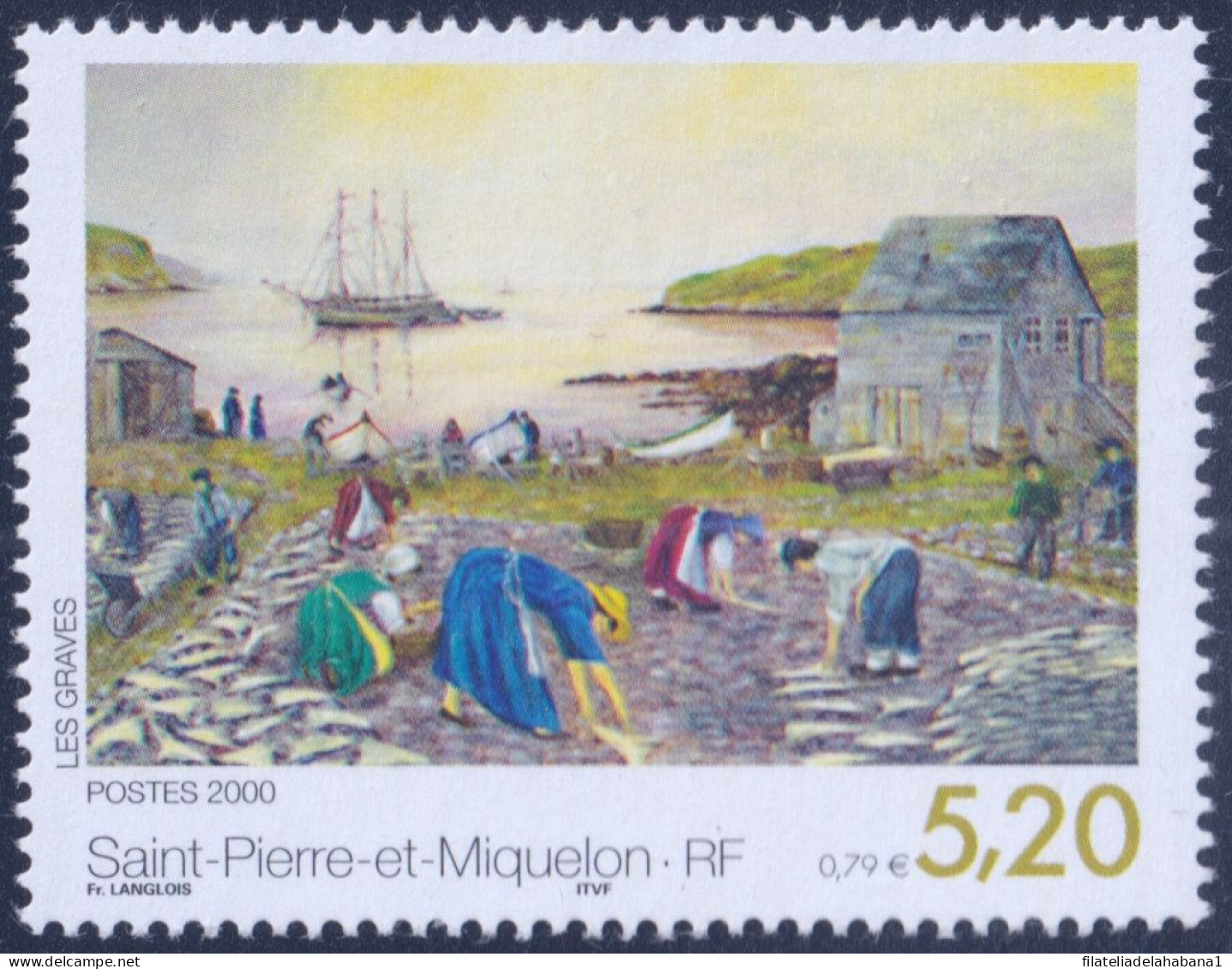 F-EX50325 SAINT PIERRE ET MIQUELON MNH 2000 ART PAINTING LES GRAVES SHIP.  - Unused Stamps