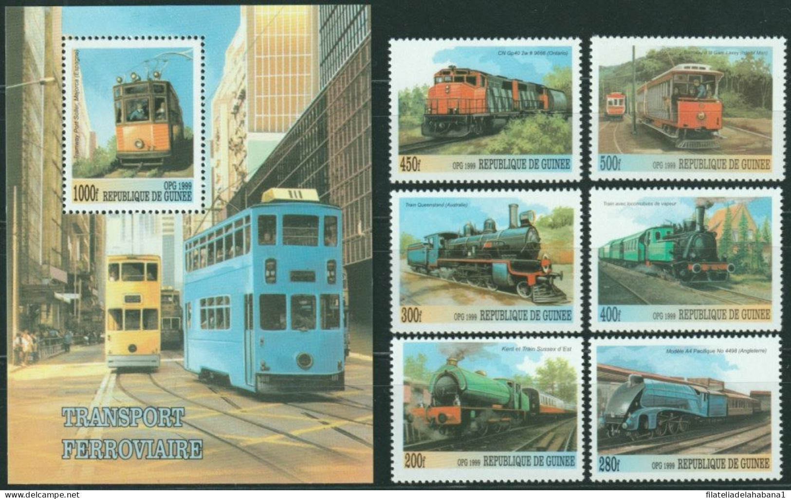 F-EX50280 GUINEE GUINEA MNH 1999 OLD LOCOMOTIVE RAILROAD FERROCARRIL TRAIN.  - Treni