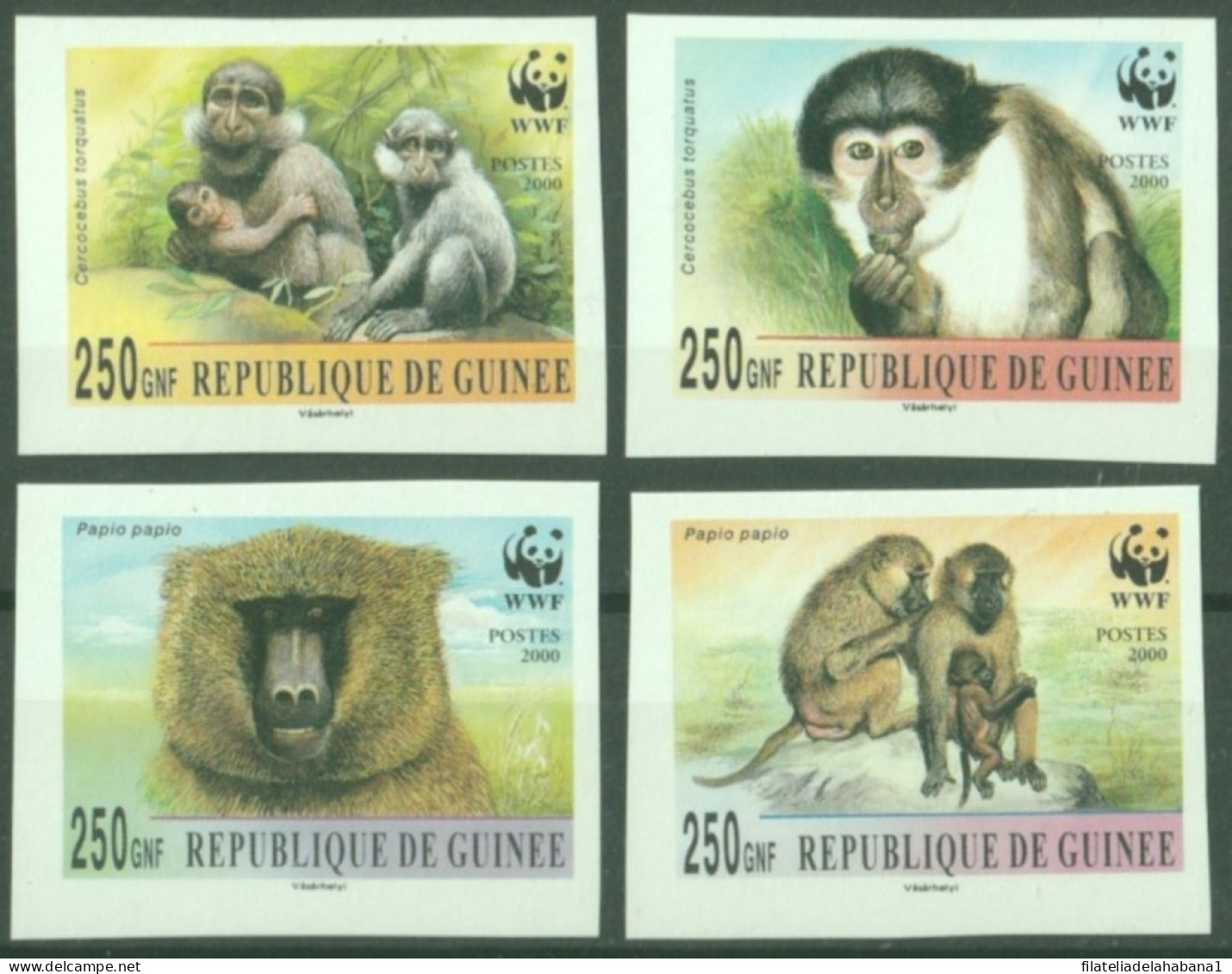 F-EX50277 GUINEA GUINEE MNH 2000 IMPERFORATED WWF AFRICAN FAUNA MONKEY.  - Singes