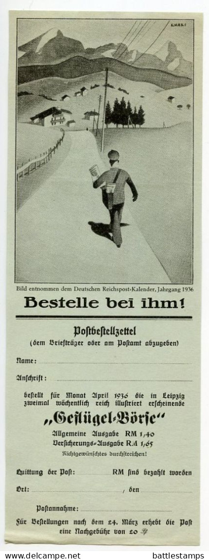 Germany 1936 Cover & Booklet of 4 Postcards; Leipzig - Geflügel-Börse (Poultry Exchange); 3pf. Meter