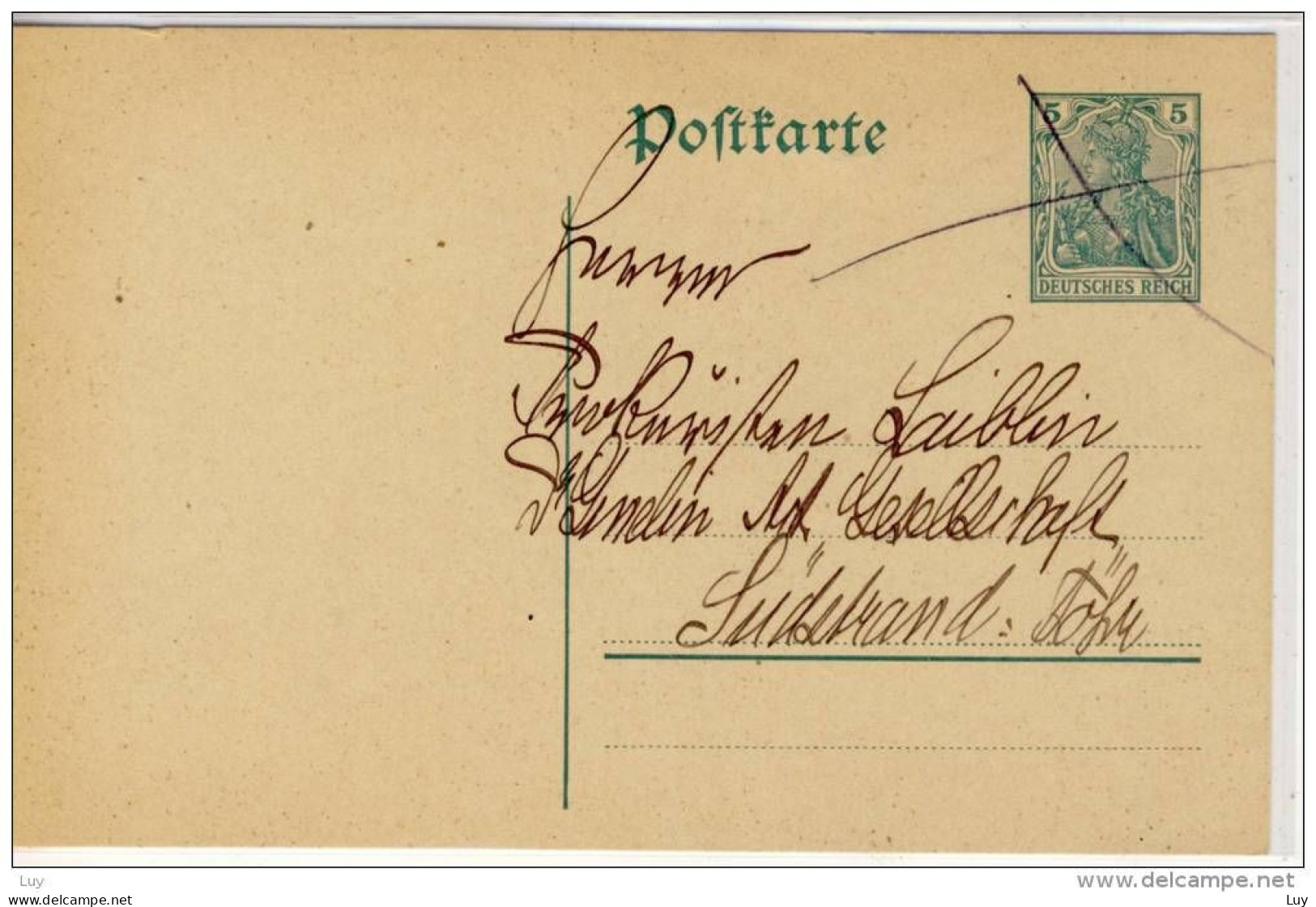 Postkarte, Ganzsache,  1914, Gelaufen,  Handentwertung - Briefe U. Dokumente