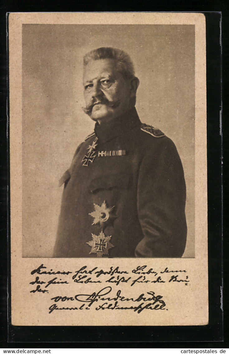 AK Paul Von Hindenburg Mit Orden  - Personajes Históricos