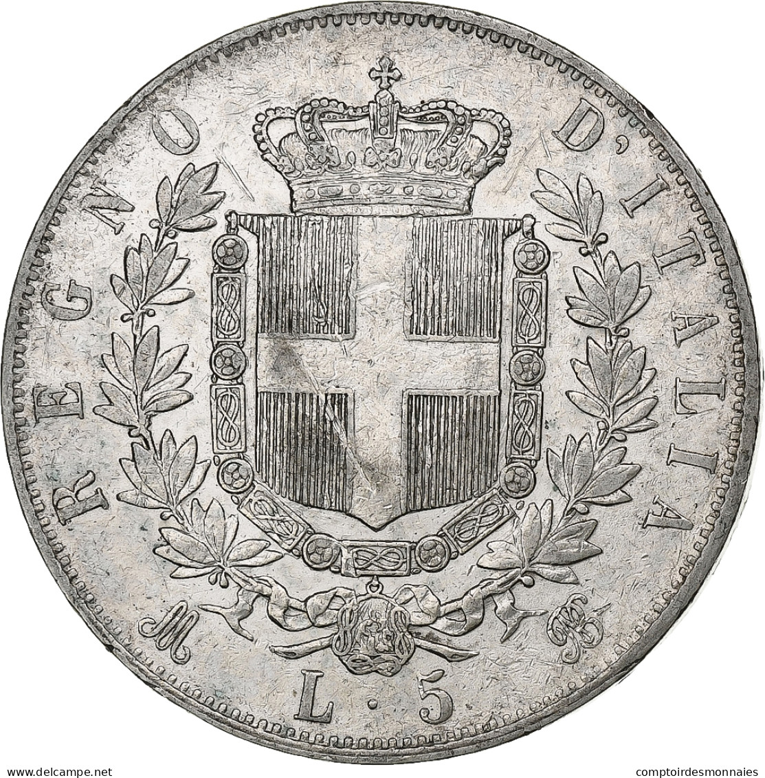Italie, Vittorio Emanuele II, 5 Lire, 1875, Milan, Argent, TB+, KM:8.3 - 1861-1878 : Victor Emmanuel II.
