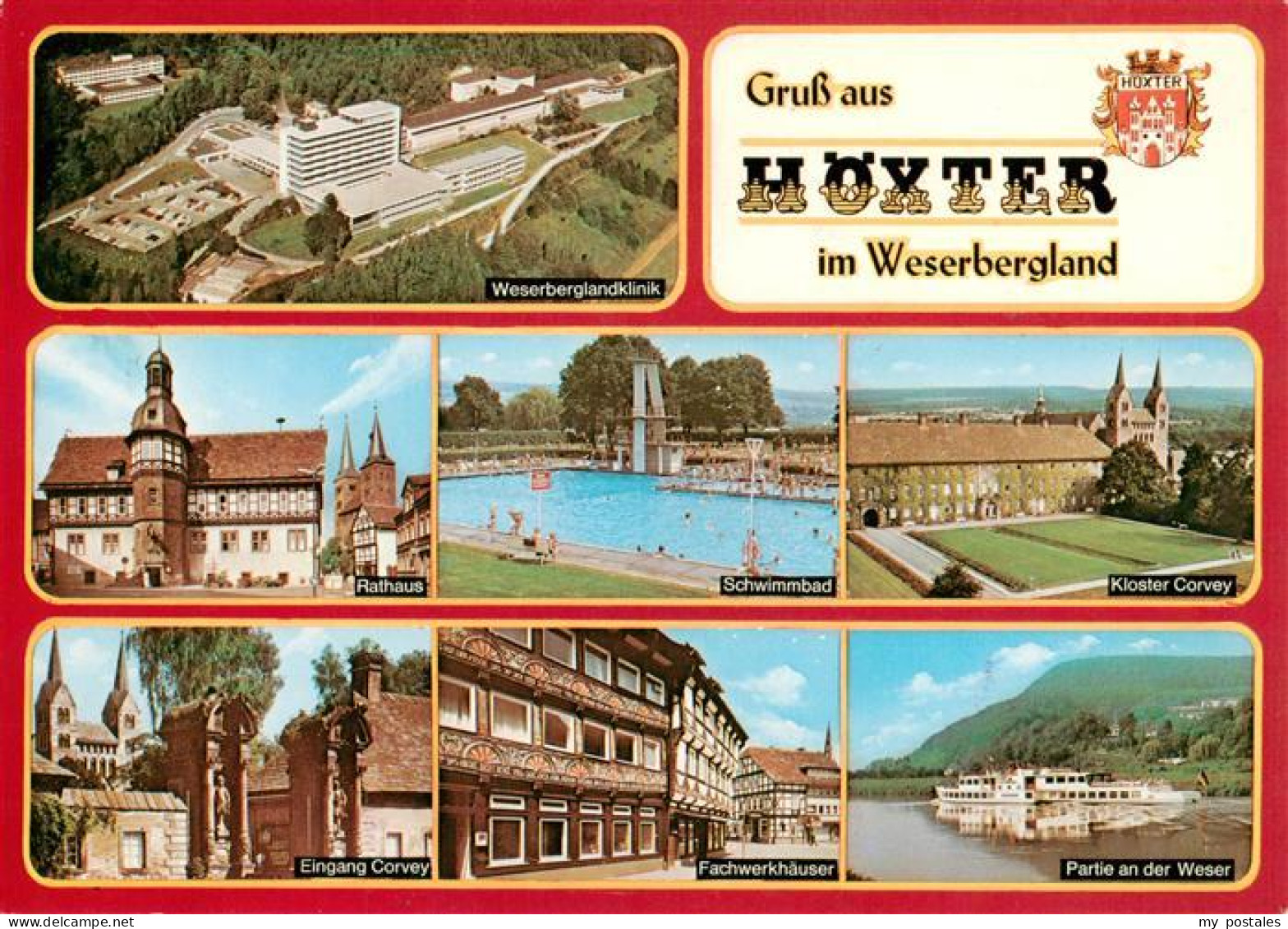 73944003 Hoexter_Weser Weserbergland-Klinik Luftaufnahme Rathaus Freibad Kloster - Hoexter