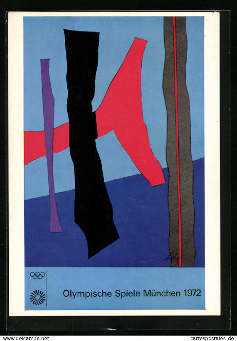 Künstler-AK München, Olympische Spiele 1972, Poster In Abstrakter Kunst Von Fritz Winter  - Autres & Non Classés