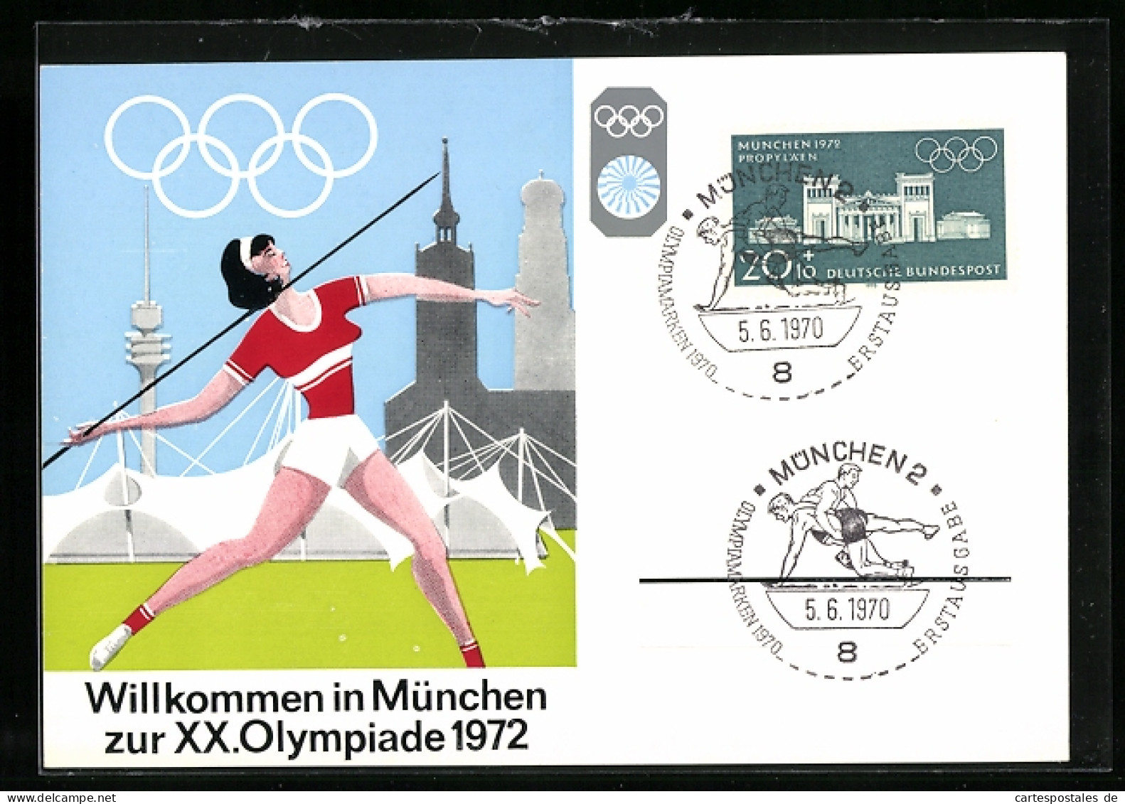 AK München, XX. Olympiade 1972, Frauen Speer-Weitwurf  - Autres & Non Classés