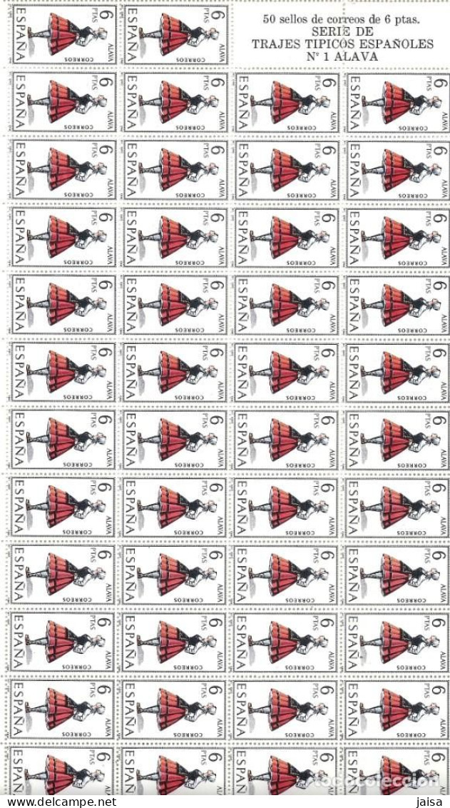 ESPAÑA.TRAJES REGIONALES 53 Valores En Pliegos De 50 Sellos. - Feuilles Complètes