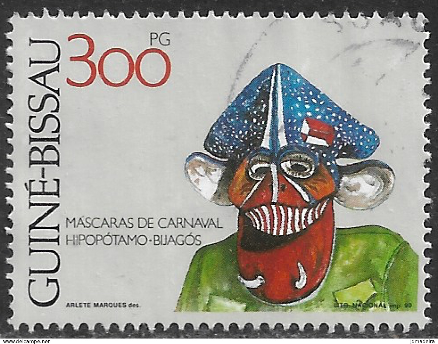 GUINE BISSAU – 1991 Carnival Masks 300PG Used Stamp - Guinea-Bissau
