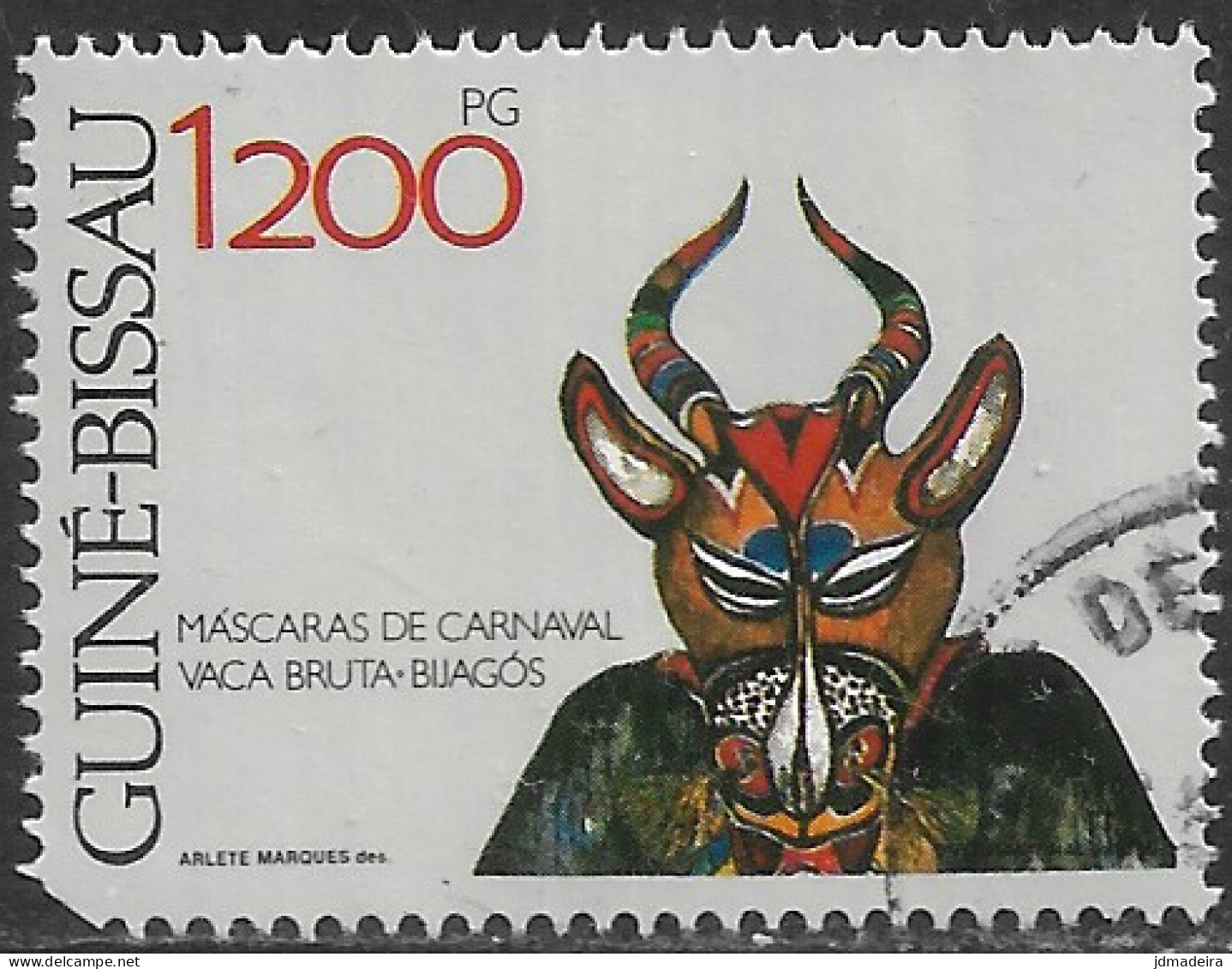 GUINE BISSAU – 1991 Carnival Masks 1200PG Used Stamp - Guinea-Bissau