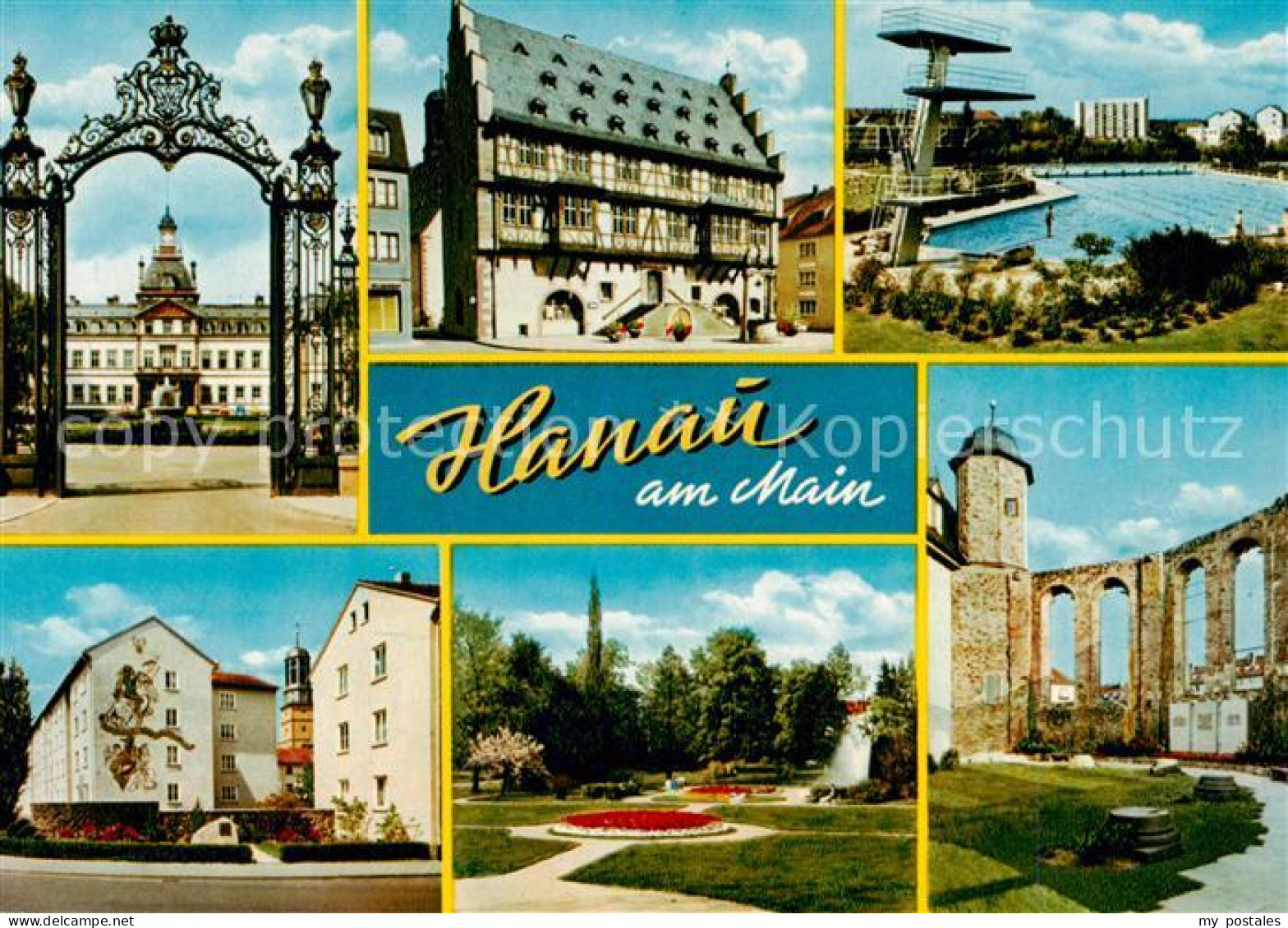 73863950 Hanau Main Schlosstor Rathaus Schwimmbad Siedlung Park Viadukt Hanau Ma - Hanau