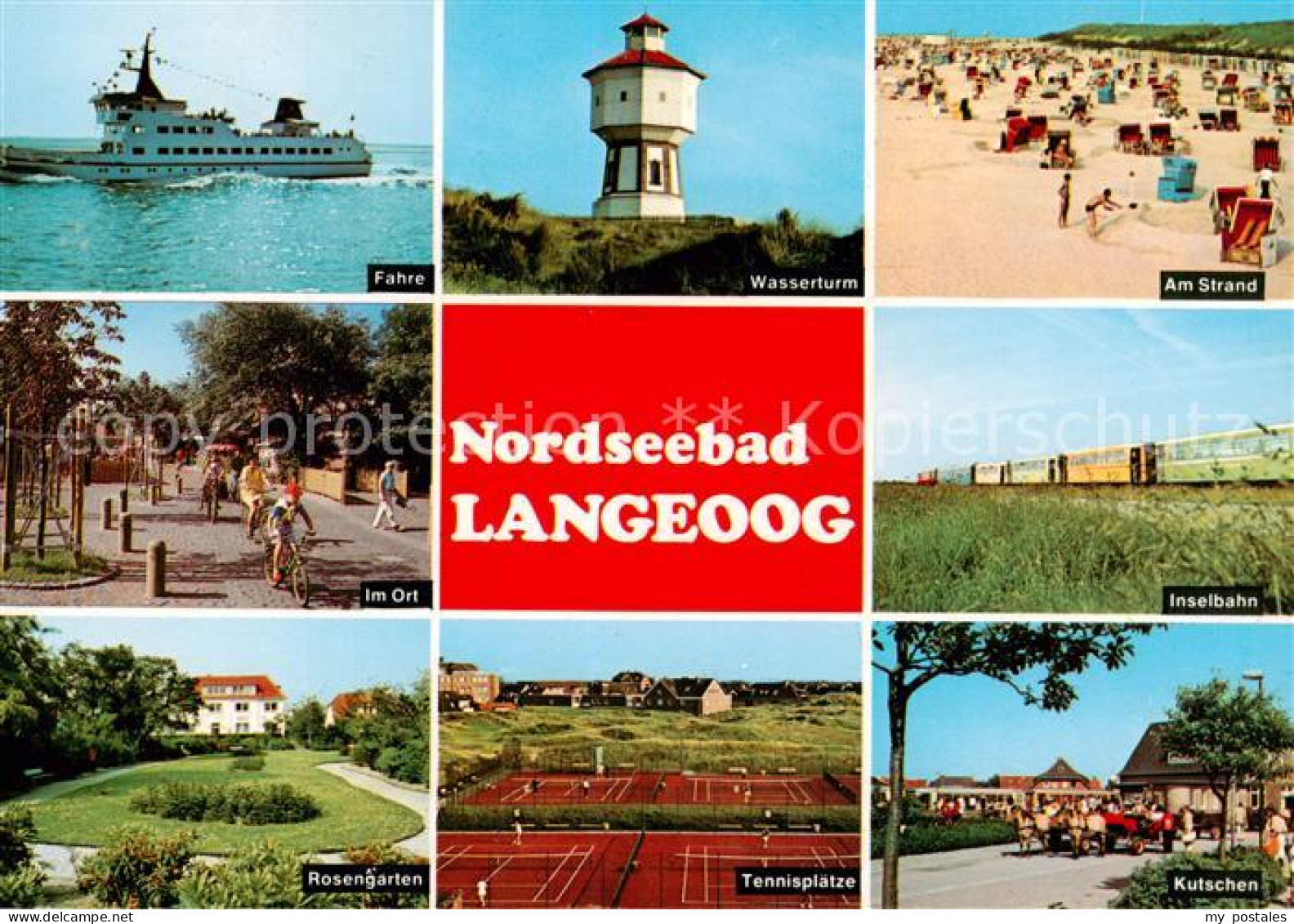 73863934 Langeoog Nordseebad Faehre Wasserturm Strand Ortspartie Inselbahn Rosen - Langeoog