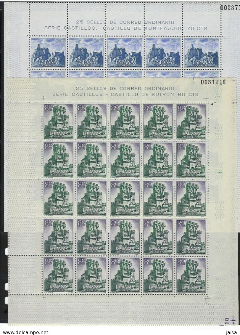 ESPAÑA. Año 1966.Castillos De España .Pliegos De 25 Sellos. Serie Completa De 8 Sellos. - Unused Stamps