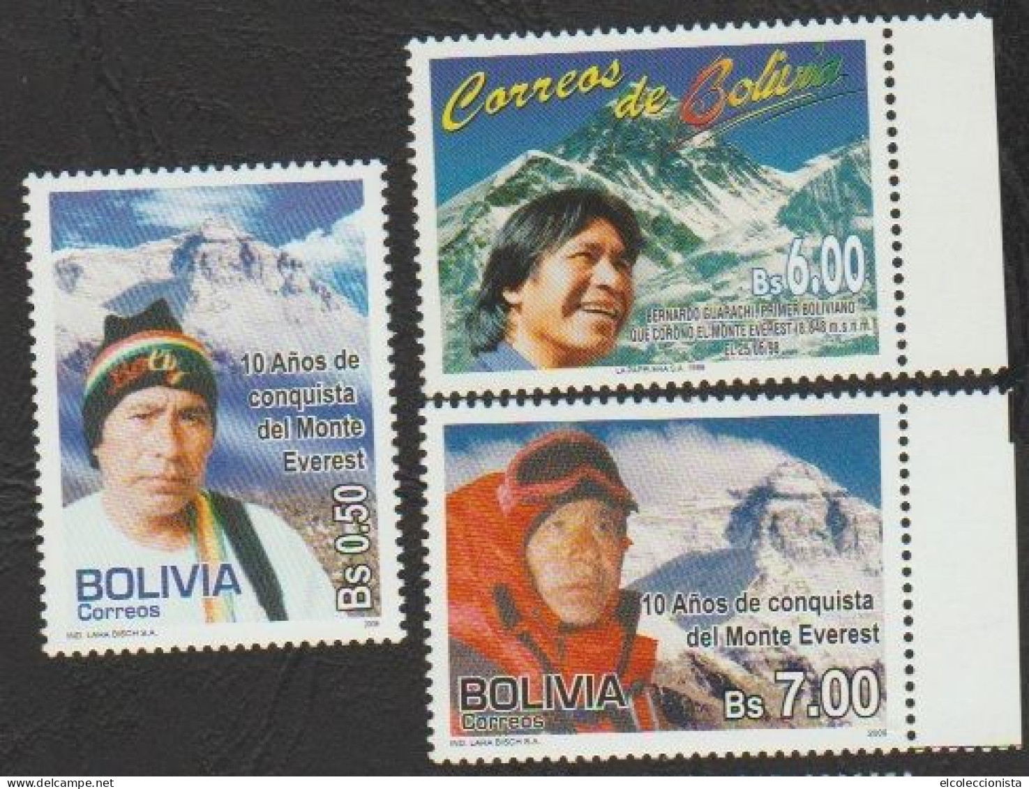 1999-2009 Bolivia Bernardo Guarachi Climber Mt. Everest MNH Scott 1056 1405 1406 - Bolivien