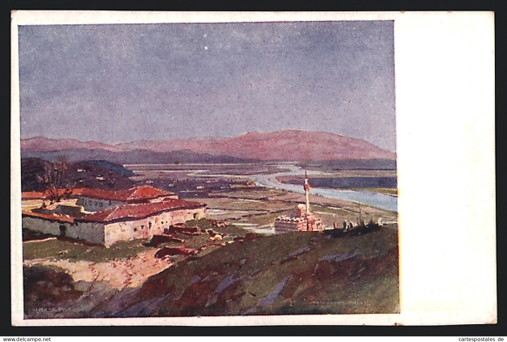 AK Alessio, Panoramansicht Auf Die Moschee, Rotes Kreuz  - Albanien